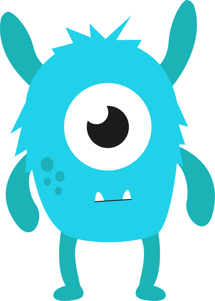 Blue Monster Cartoon Character